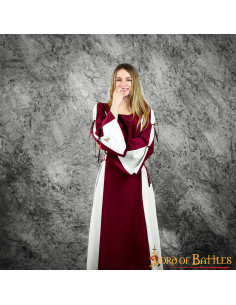 Robe médiévale pour femme Zuria, bicolore bordeaux-brut 2