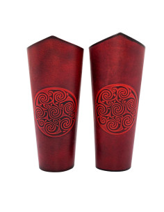 Bracelets spirales celtiques en cuir gaufré, rouge 2
