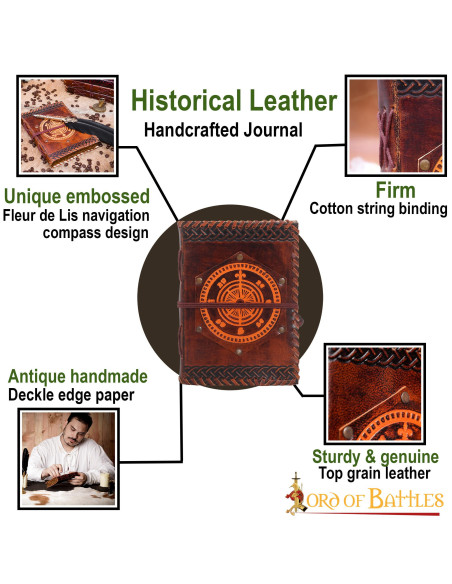 Carnet de boussole de navigateur en cuir