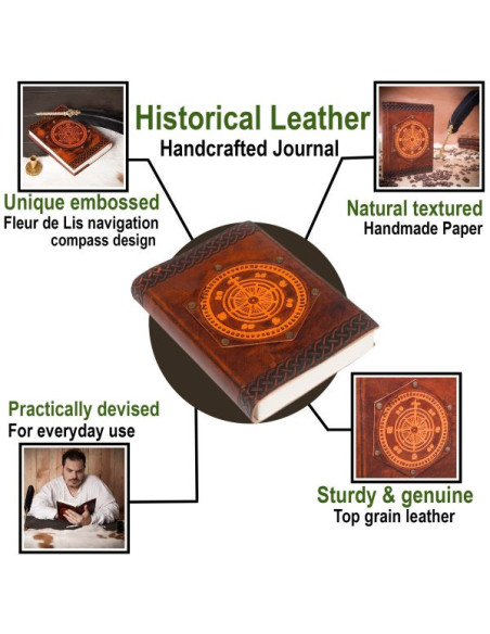 Journal de bord Fleur de Lys, cuir