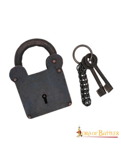Cadenas médiéval carré à clés, fer forgé