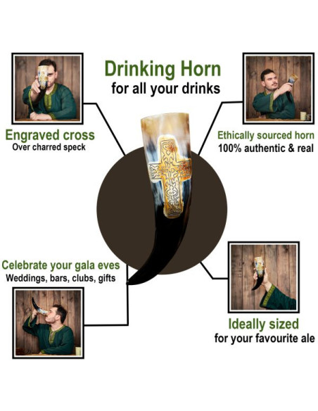 Corne viking avec croix gravée,...