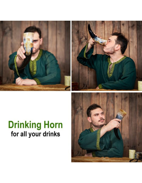 Corne viking avec croix gravée,...