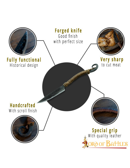 Couteau médiéval fonctionnel forgé