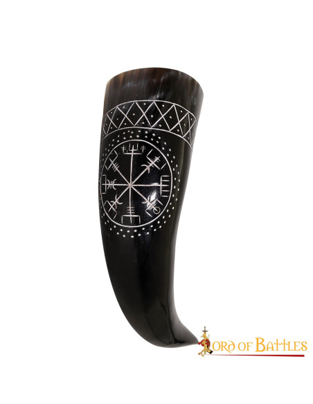 Corne Vegvisir Viking en Cuir de Boeuf