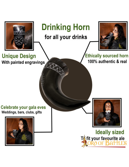 Corne Vegvisir Viking en Cuir de Boeuf