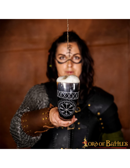 Corne Vegvisir Viking en Cuir de Boeuf