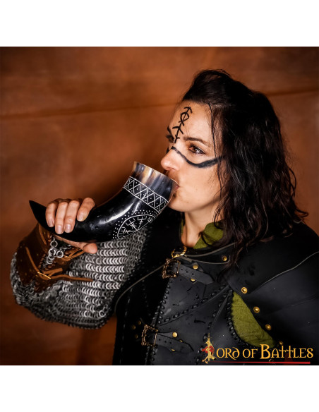 Corne Vegvisir Viking en Cuir de Boeuf