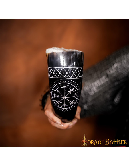 Corne Vegvisir Viking en Cuir de Boeuf