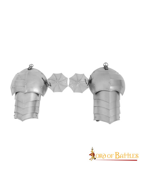 Épaulières médiévales avec boucliers