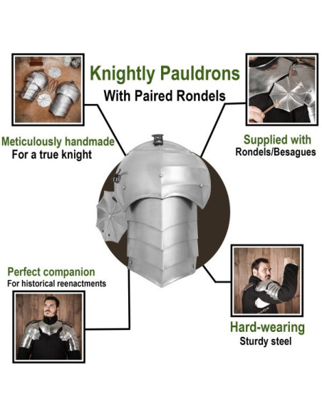 Épaulières médiévales avec boucliers