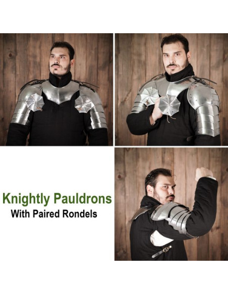 Épaulières médiévales avec boucliers