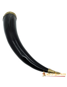 Corne à boire viking avec raccords en laiton, 300-400 ml.