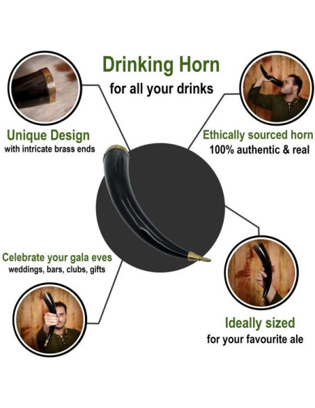 Corne à boire viking avec raccords en...