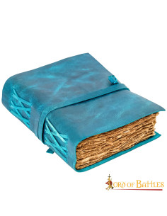 Carnet de notes fantaisie fait main cuir bleu