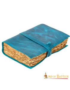 Carnet de notes fantaisie fait main cuir bleu 2