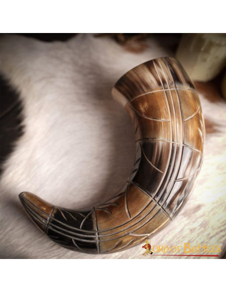 Corne à boire de boeuf viking avec...