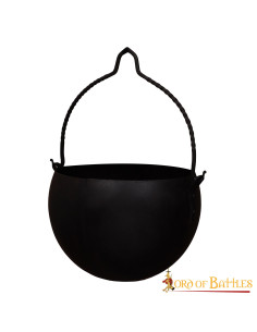 Chaudron de cuisine médiévale en fer forgé