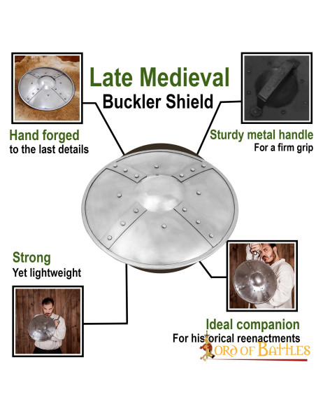Bouclier médiéval rond, XVe siècle...