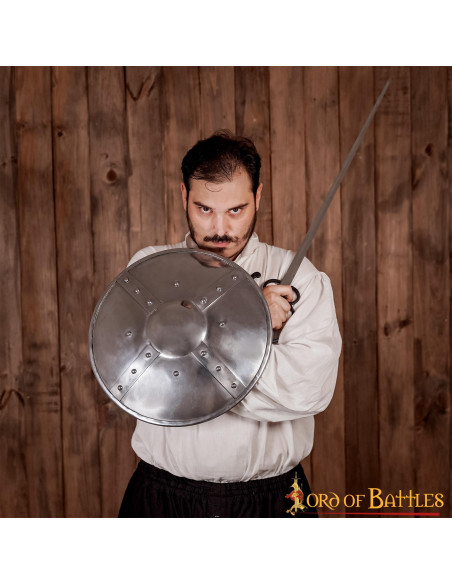 Bouclier médiéval rond, XVe siècle...