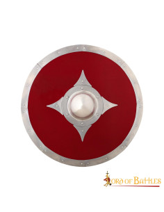 Bouclier de combat en bois rouge viking
