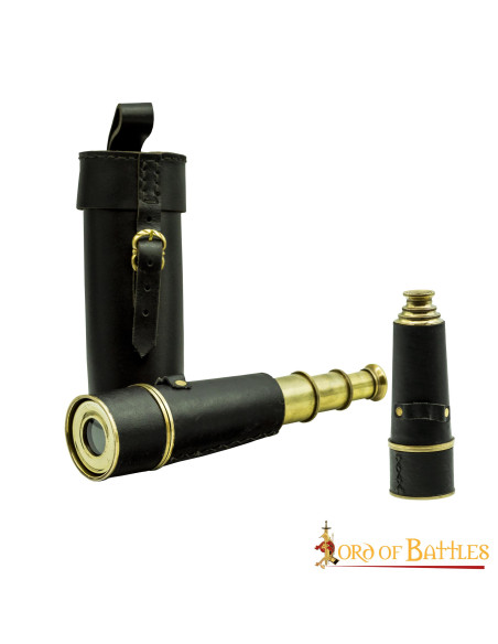 Longue-vue pirate avec étui en cuir