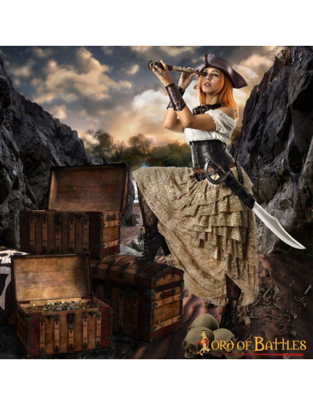 Longue-vue pirate avec étui en cuir