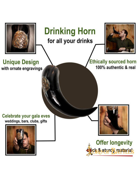 Corne à boire avec nœuds celtiques...