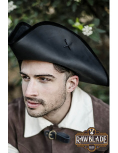 Jack Rackham Tricorne Pirate Hat, noir
