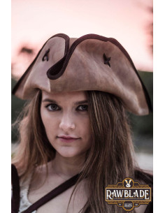 Jack Rackham Tricorne Pirate Hat, marron lion