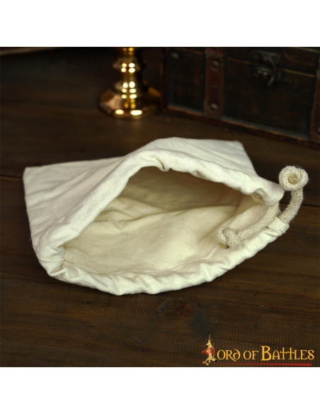 Sac médiéval en toile de coton, écru