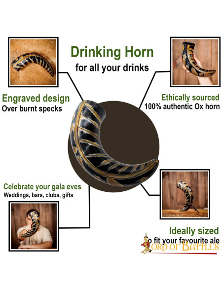 Corne viking avec motifs gravés...