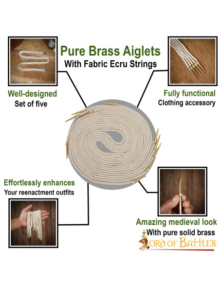 Lot de 5 aiglets crème avec cordons