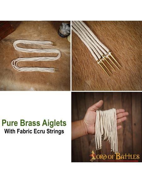 Lot de 5 aiglets crème avec cordons