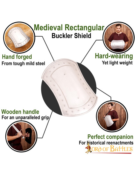 Bouclier médiéval rectangulaire en...