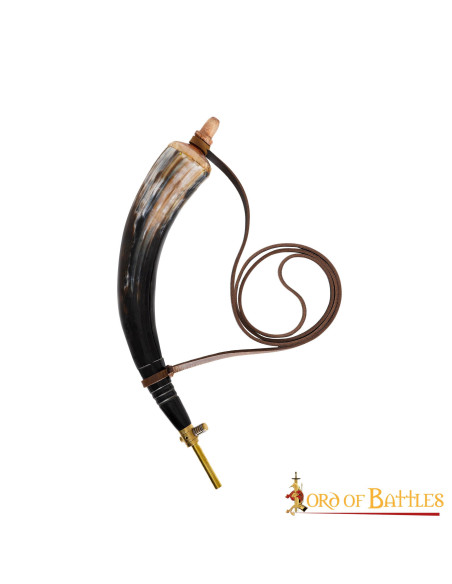 Boîte à poudre de corne de boeuf