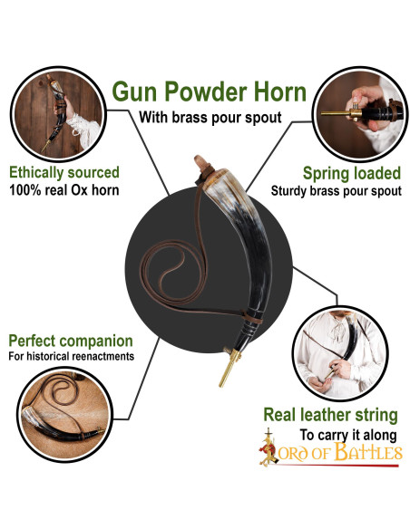 Boîte à poudre de corne de boeuf