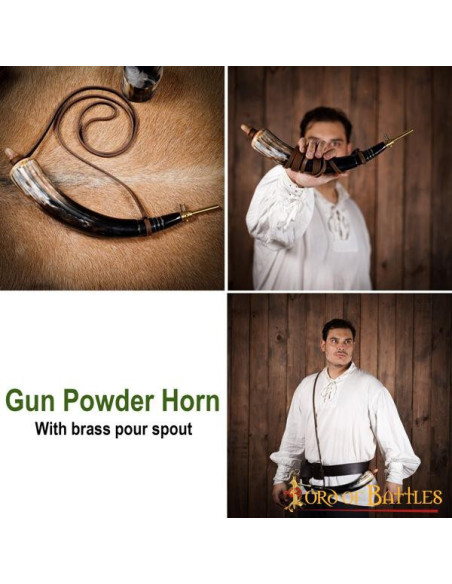 Boîte à poudre de corne de boeuf