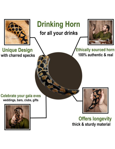 Corne à boire Viking avec motif...