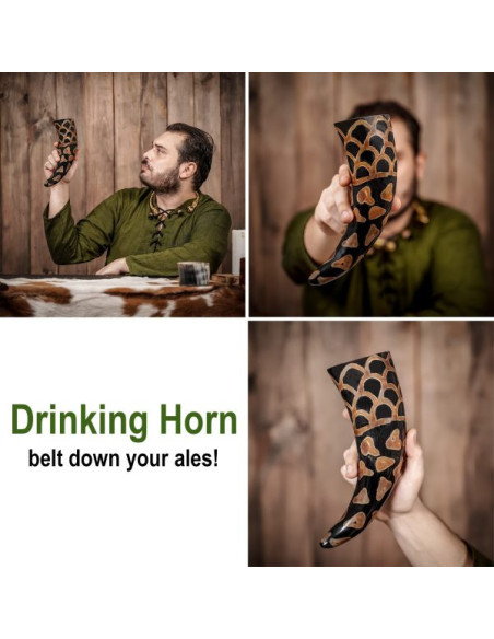 Corne à boire Viking avec motif...