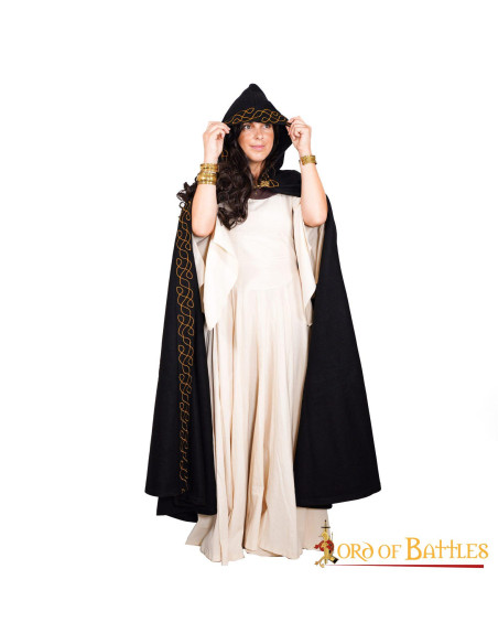 Cape elfique en laine avec capuche et...