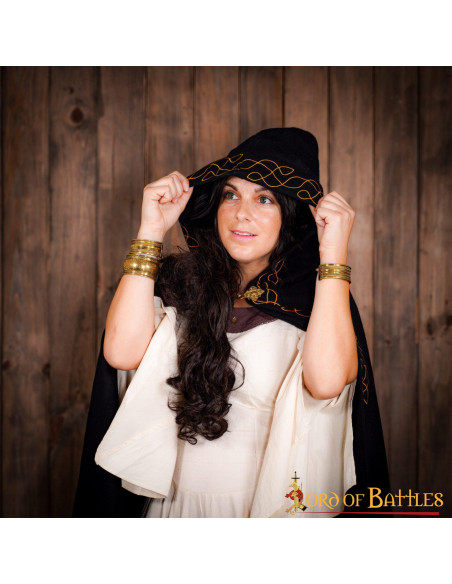 Cape elfique en laine avec capuche et...