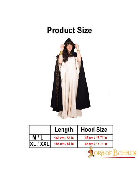 Cape elfique en laine avec capuche et...