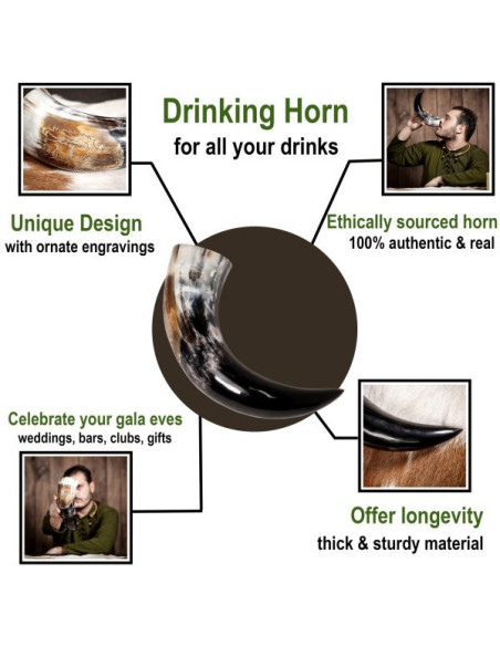 Corne à boire viking avec motif de...