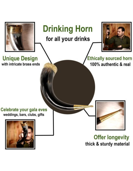 Corne à boire viking avec décorations...