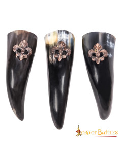 Ensemble de 3 cornes à boire Viking motif Fleur de Lys