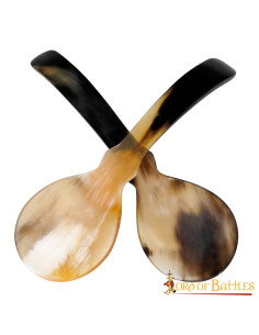Ensemble de 2 cuillères en corne véritable de style viking 2