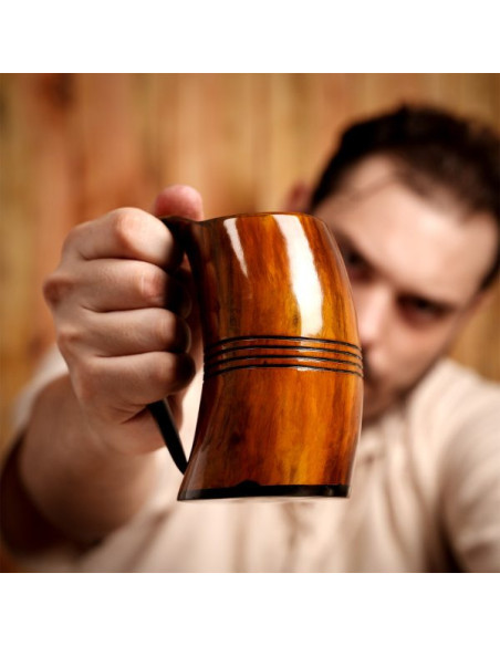 Chope viking en corne de boeuf pour...