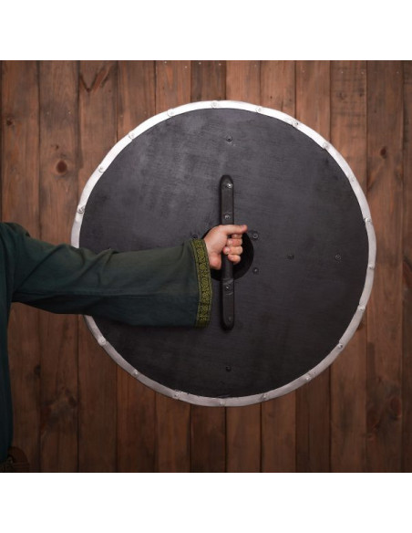 Bouclier rond viking en bois avec clous