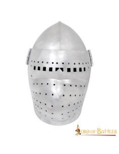 Casque Bacinete à visière intégrale du XIVe siècle